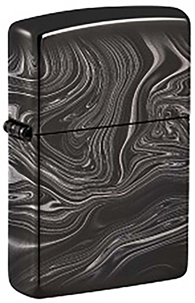 Зажигалка ZIPPO Marble Pattern Design с покрытием High Polish Black, чёрная 49812