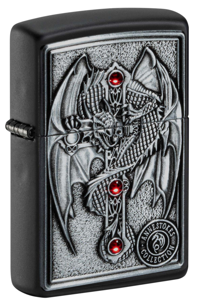 Зажигалка ZIPPO Winged Dragon Cross Design с покрытием Black Matte 49755