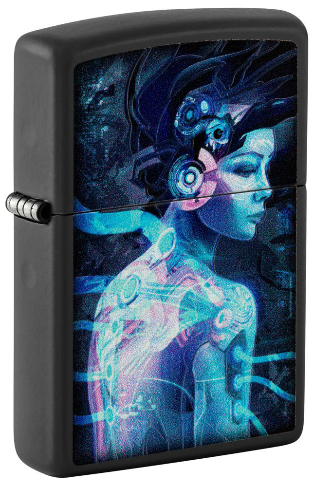 Зажигалка ZIPPO Cyborg Woman с покрытием Black Light 48517
