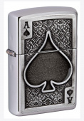Зажигалка ZIPPO Ace Of Spades с покрытием Brushed Chrome 49637