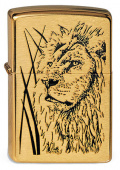 Зажигалка ZIPPO Proud Lion с покрытием Brushed Brass 204B