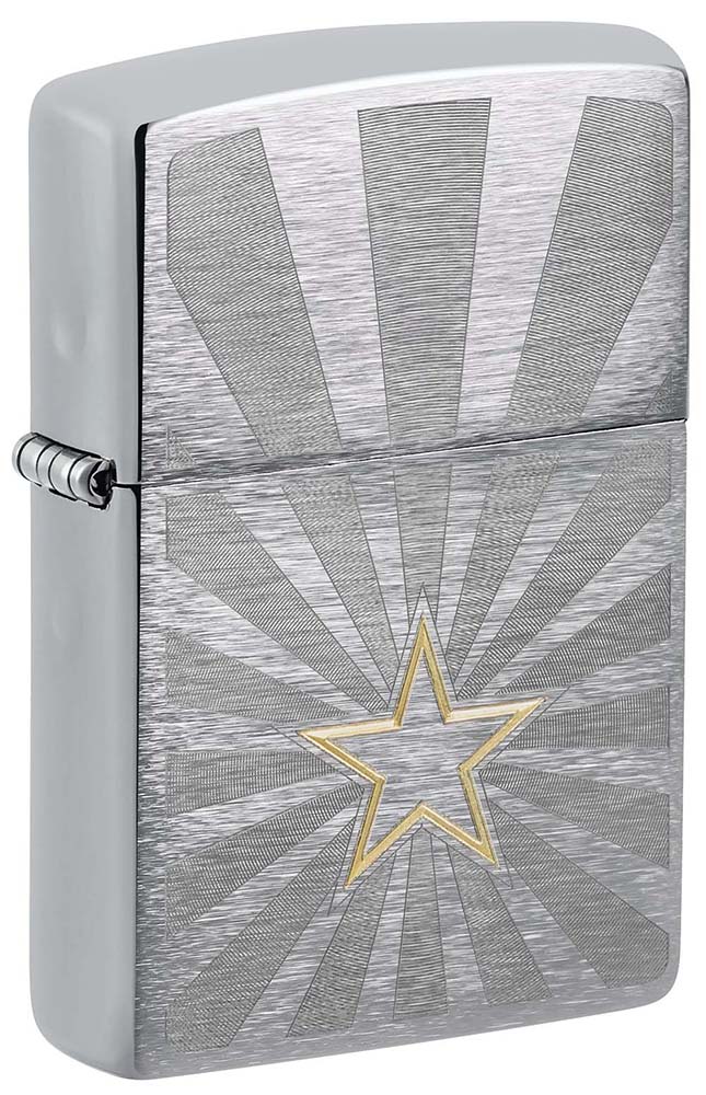 Зажигалка ZIPPO Star Design с покрытием Brushed Chrome, серебристая 48657