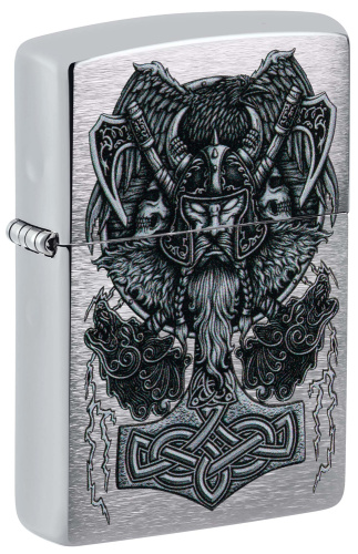Зажигалка ZIPPO Viking Design с покрытием Brushed Chrome 49777