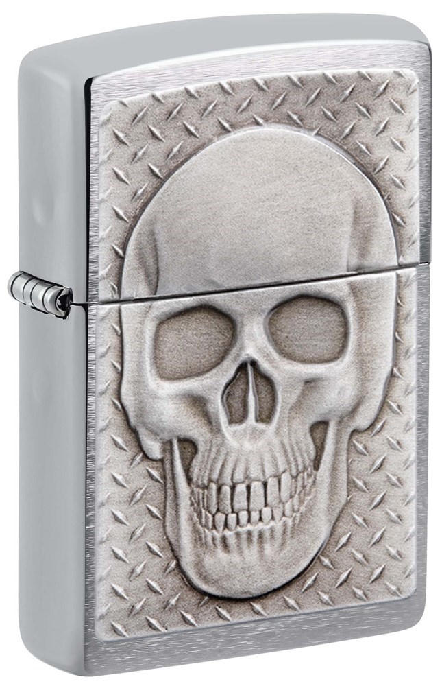 Зажигалка ZIPPO Skull Design с покрытием Brushed Chrome 29818