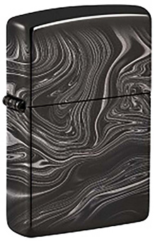 Зажигалка ZIPPO Marble Pattern Design с покрытием High Polish Black, чёрная 49812