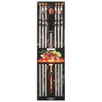 Шампуры 6 шт + вилка для мяса, 1331764