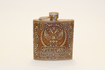 Фляга металл+береста 0.18 л."Россия" арт.3275194