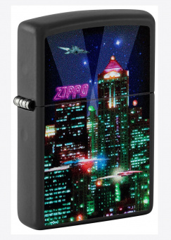 Зажигалка ZIPPO Cyber City с покрытием Black Matte 48506