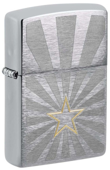 Зажигалка ZIPPO Star Design с покрытием Brushed Chrome, серебристая 48657