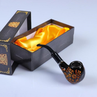 Трубка "Командор", чёрная с золотым узором, 14 см 278198