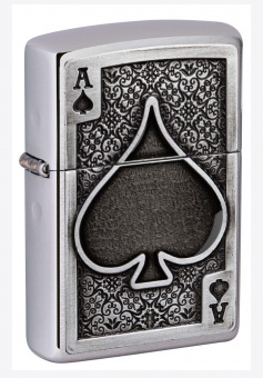 Зажигалка ZIPPO Ace Of Spades с покрытием Brushed Chrome 49637
