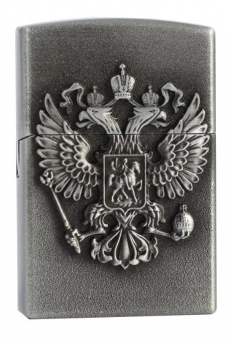 Зажигалка газовая "Герб России", серебро 539461