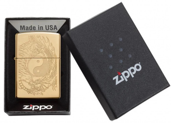 Зажигалка ZIPPO Tiger and Dragon Design с покрытием High Polish Brass 49024
