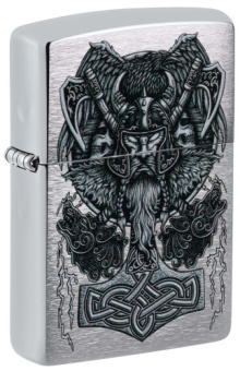 Зажигалка ZIPPO Viking Design с покрытием Brushed Chrome 49777