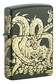 Зажигалка ZIPPO Dragon Design с покрытием Green Matte, латунь/сталь, зеленая, матовая, 38x13x5