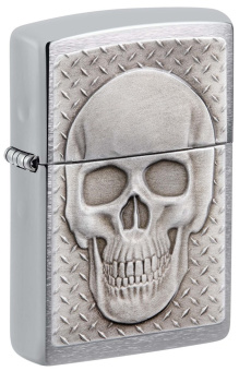 Зажигалка ZIPPO Skull Design с покрытием Brushed Chrome 29818