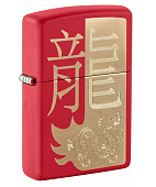 Зажигалка ZIPPO Year of the Dragon 2024 с покрытием Red Matte, латунь/сталь, красная, матовая,